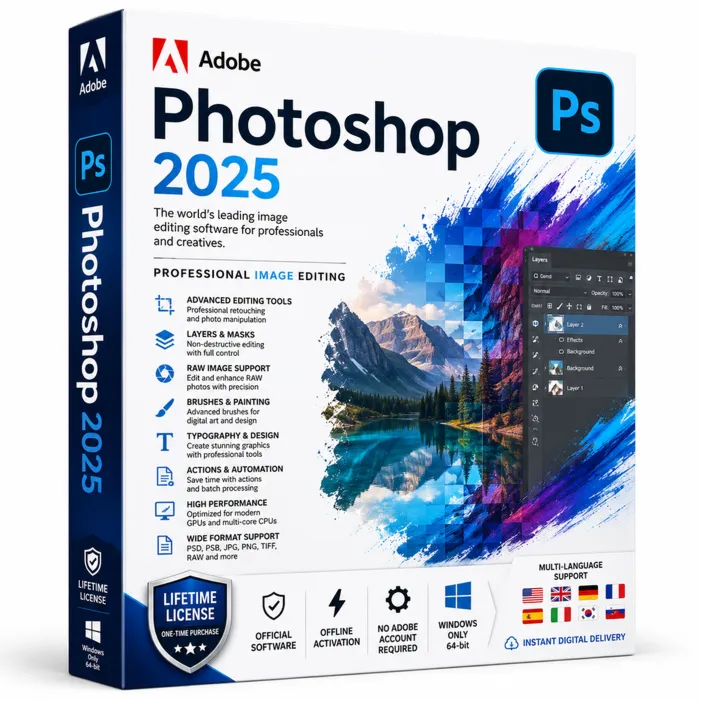Adobe Photoshop 2025 Professional Бессрочная лицензия PC Мгновенная доставка