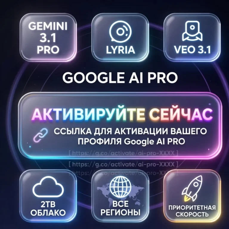 Активирую Gemini pro 3.7 6 месяцев на ваш аккаунт без входа , Veo, 5 ТБ Omni flash