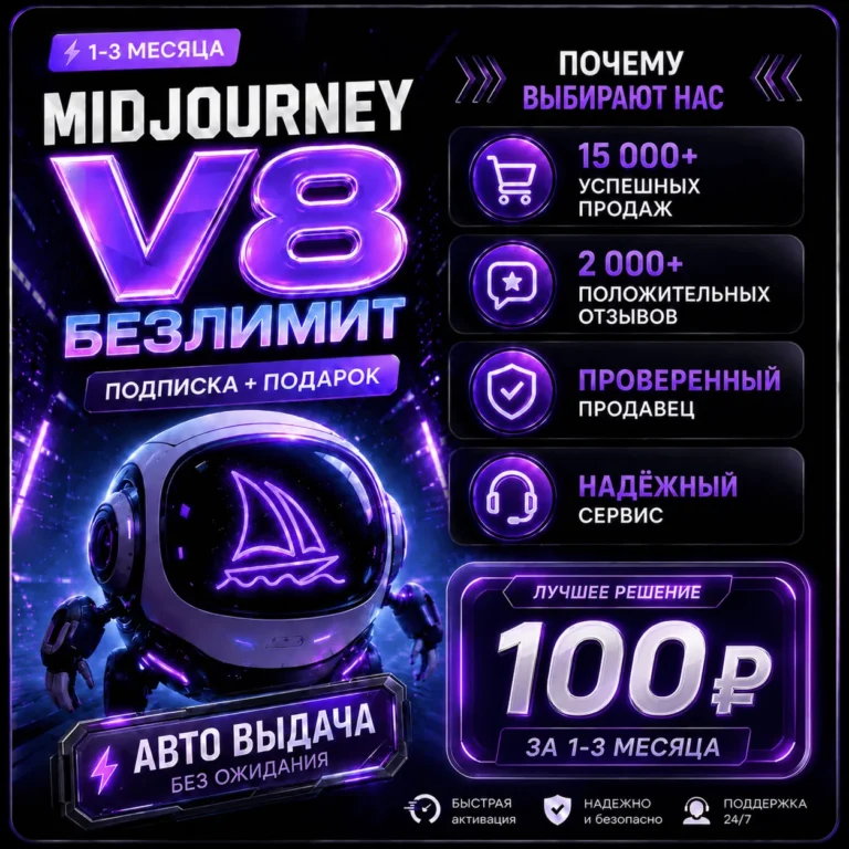 MIDJOURNEY V8 БЕЗЛИМИТ ПОДПИСКА + ПОДАРОК