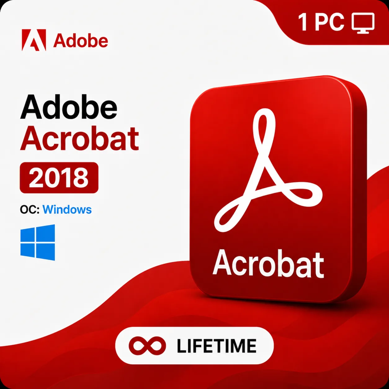 Adobe Acrobat Pro 2018 Windows 1 Device Lifetime