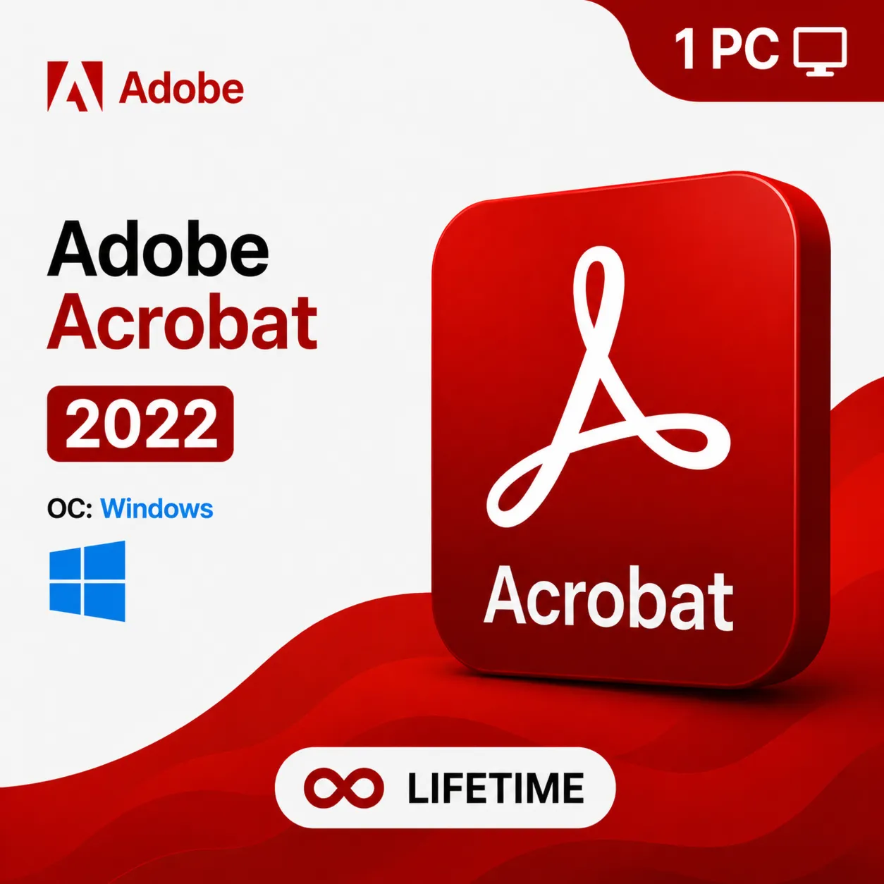 Adobe Acrobat Pro DC 2022 Windows 1 Device Lifetime