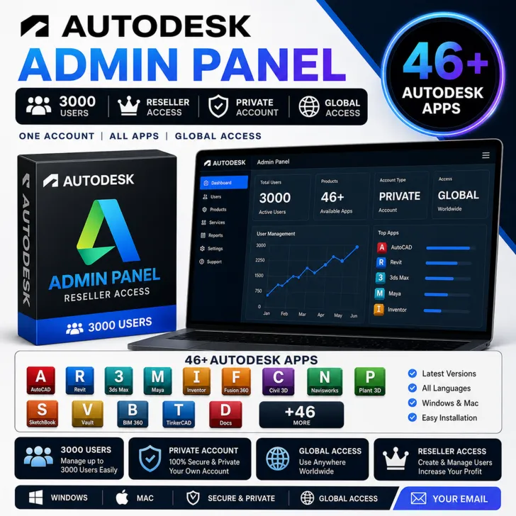 Панель администратора Autodesk 3000 пользователей Доступ для реселлеров Личный