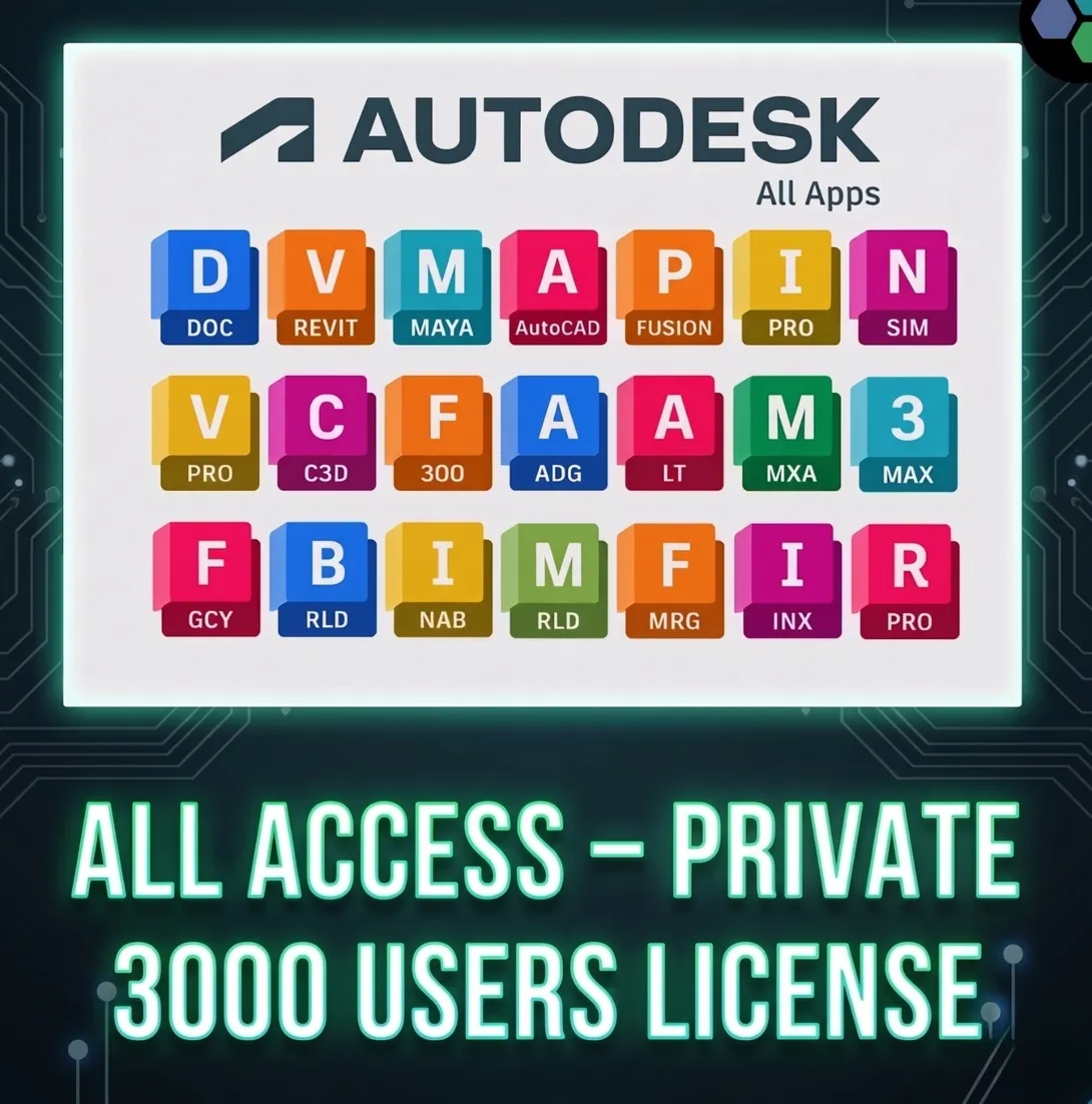 Autodesk Admin Panel All Access 3000 Users License Private Account All apps